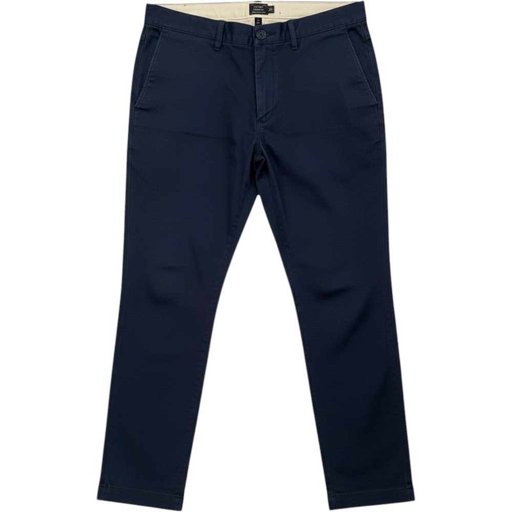 J.Crew Mens Stretch Chino Pants Navy Blue 33x30 Flat Front Trousers